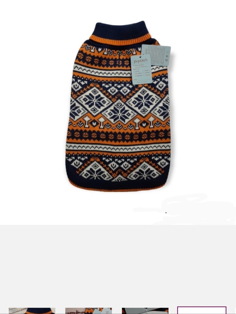 Pet sweater Orange Orange Navy white sz Med Nwtgs Dog shirt